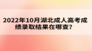 2022年10月湖北成人高考成績錄取結(jié)果在哪查？