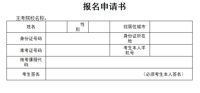 湖北國土資源職業(yè)學(xué)院自考報(bào)名申請(qǐng)書和赴考承諾書