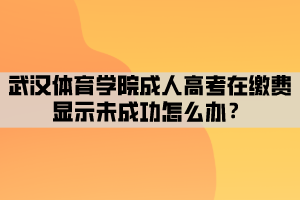 武漢體育學(xué)院成人高考在繳費(fèi)顯示未成功怎么辦？