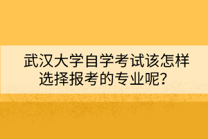 武漢大學(xué)自學(xué)考試該怎樣選擇報(bào)考的專業(yè)呢？