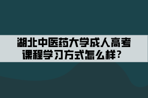 湖北中醫(yī)藥大學(xué)成人高考課程學(xué)習(xí)方式怎么樣？