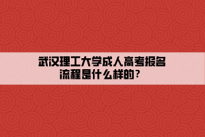 武漢理工大學(xué)成人高考報(bào)名流程是什么樣的？