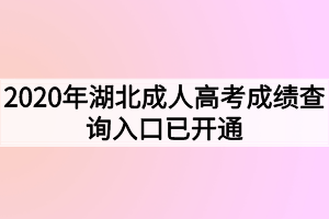 2020年湖北成人高考成績(jī)查詢(xún)?nèi)肟谝验_(kāi)通