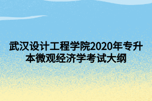 武漢設(shè)計工程學(xué)院2020年專升本微觀經(jīng)濟學(xué)考試大綱