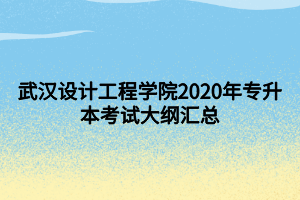 武漢設計工程學院2020年專升本考試大綱匯總