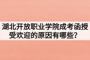 湖北開放職業(yè)學(xué)院成考函授受歡迎的原因有哪些？