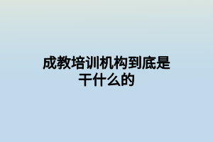 成教培訓(xùn)機(jī)構(gòu)到底是干什么的