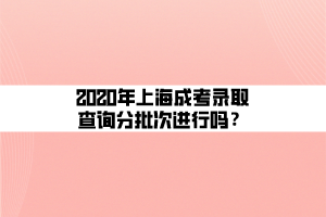 2020年上海成考錄取查詢分批次進(jìn)行嗎？