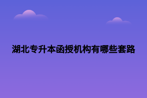 湖北專升本函授機構(gòu)有哪些套路