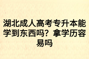 湖北成人高考專升本能學(xué)到東西嗎？拿學(xué)歷容易嗎