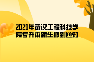 2021年武漢工程科技學院專升本新生報到通知