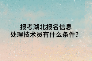 報考湖北報名信息處理技術員有什么條件？