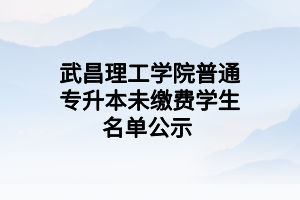 武昌理工學(xué)院普通專升本未繳費(fèi)學(xué)生名單公示