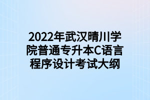 2022年武漢晴川學(xué)院普通專升本C語言程序設(shè)計考試大綱