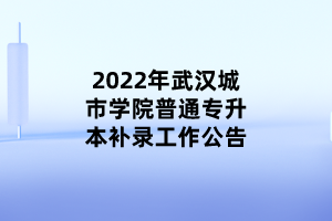 2022年武漢城市學(xué)院普通專(zhuān)升本補(bǔ)錄工作公告